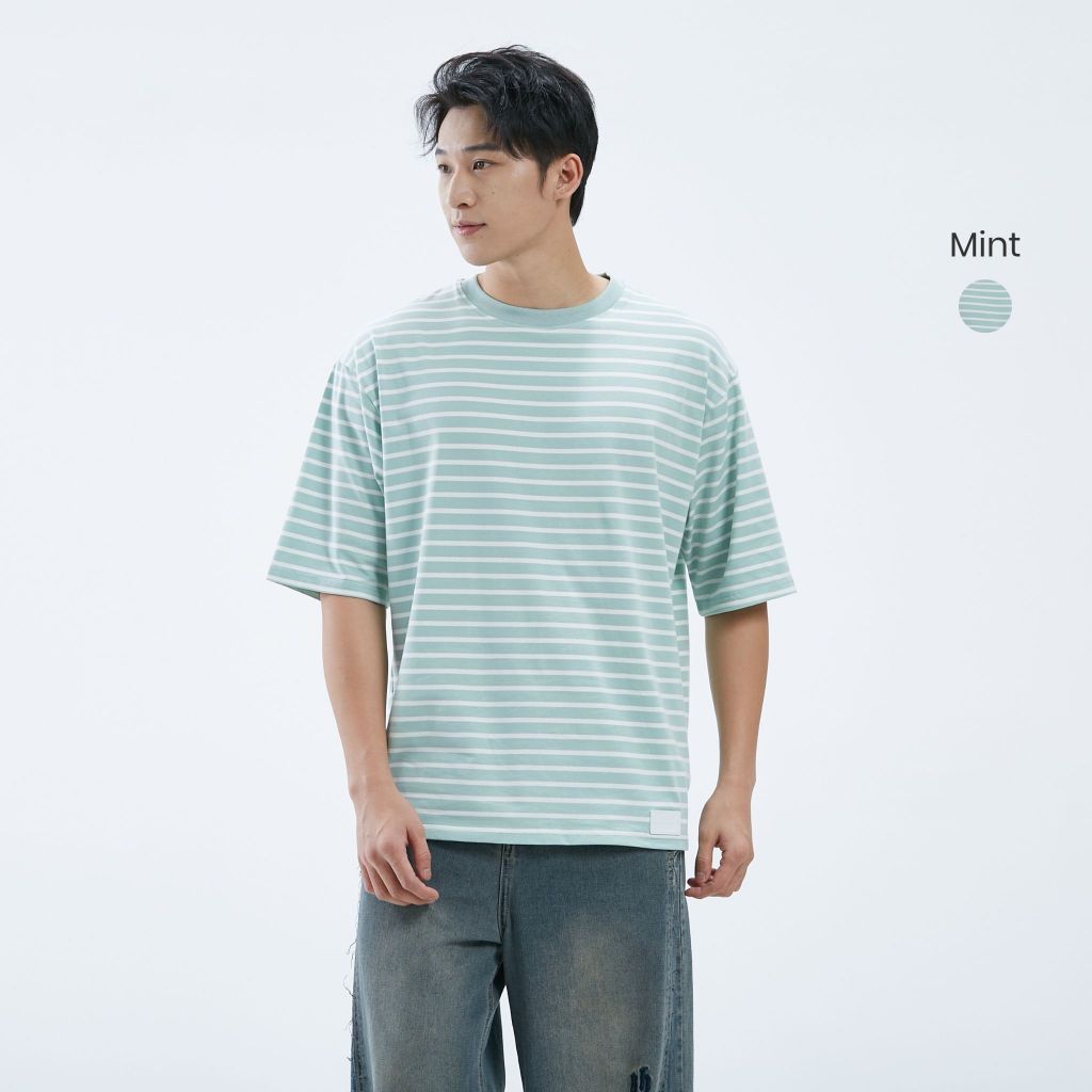 hfa unisex striped oversized stretch cotton crew neck t-shirt