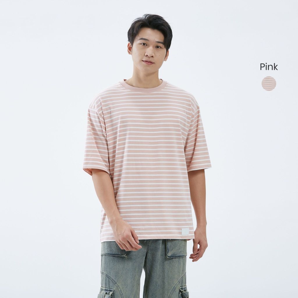 hfa unisex striped oversized stretch cotton crew neck t-shirt