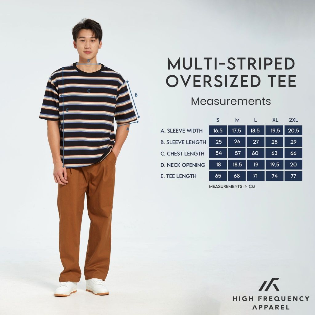 hfa unisex multi-striped oversized cotton crew neck t-shirt