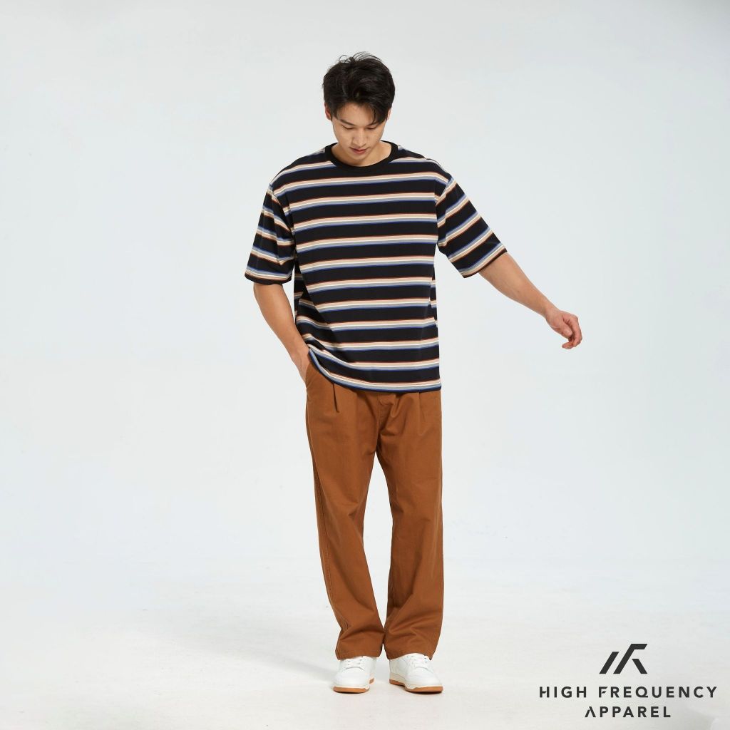 hfa unisex multi-striped oversized cotton crew neck t-shirt