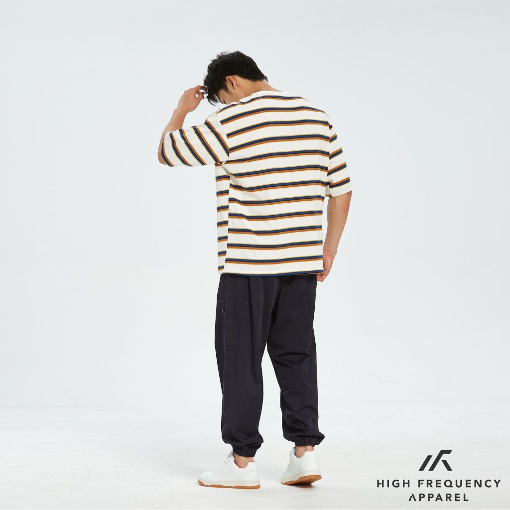hfa unisex multi-striped oversized cotton crew neck t-shirt