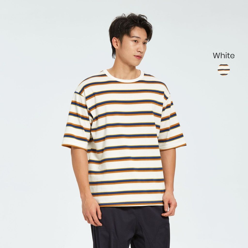 hfa unisex multi-striped oversized cotton crew neck t-shirt
