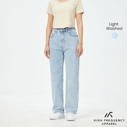HFA Women's Mid Waisted Straight Cut Stretch Denim Jeans