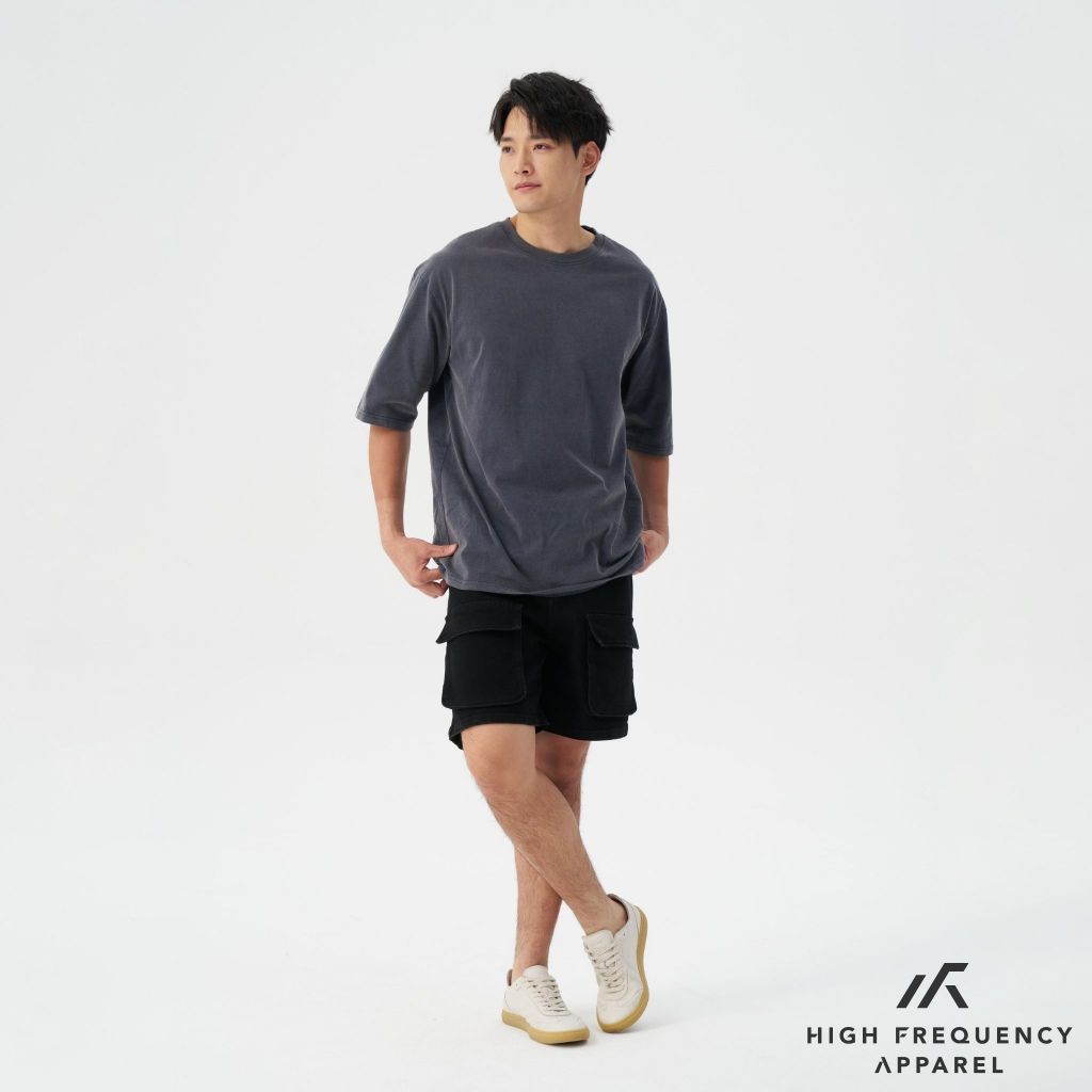 hfa men's black denim utility cargo shorts