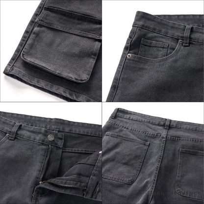 HFA Men's Black Denim Utility Cargo Shorts