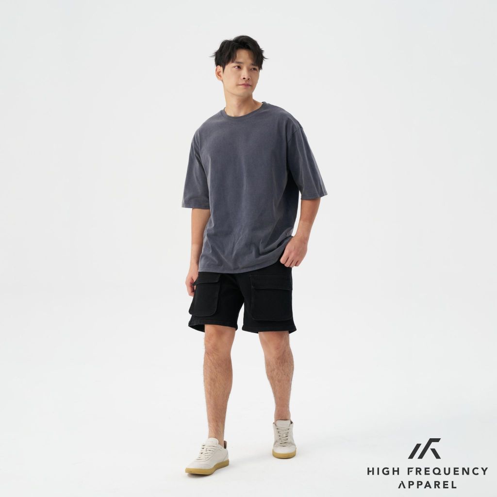 hfa men's black denim utility cargo shorts