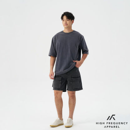 HFA Men's Black Denim Utility Cargo Shorts